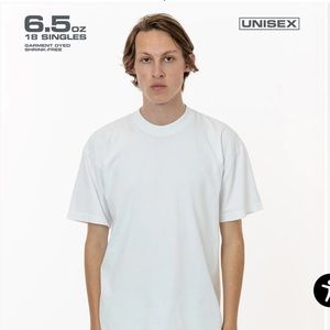 Los Angeles apparel white 6.5 ounce garment dye t shirt​